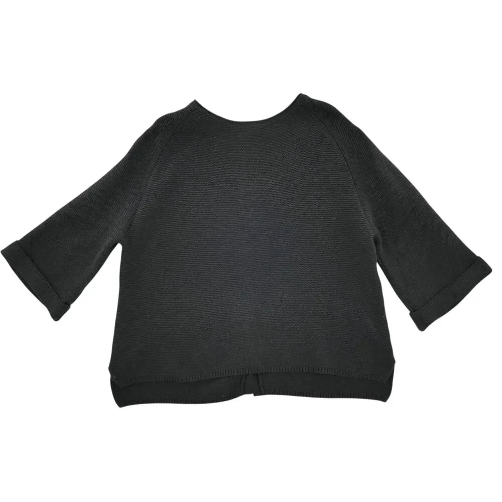 Poetry Sz 18 Sweater Cotton Crew Neck 3/4 Sleeve Gray Lagenlook Minimalist